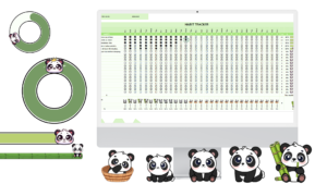 (Excel Template )·Ultimate Habit Tracker Spreadsheet – Cute Panda